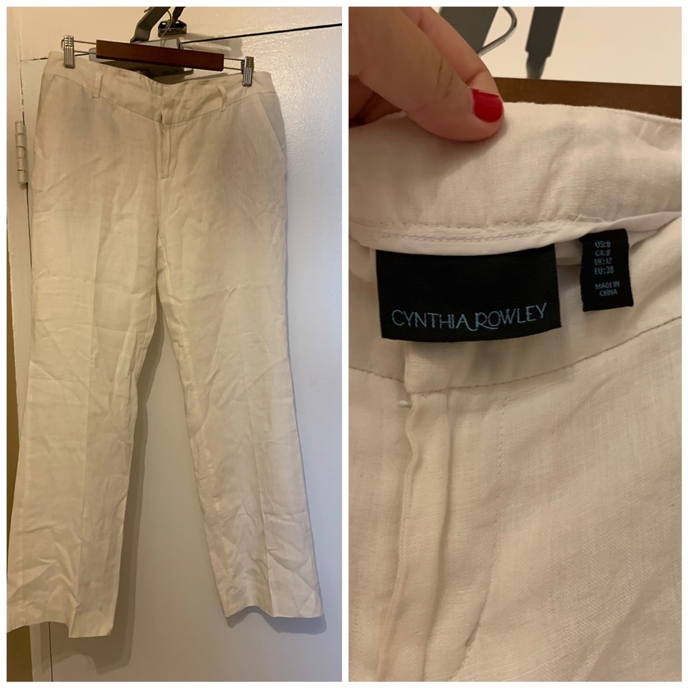 White Linen loose fit Pants